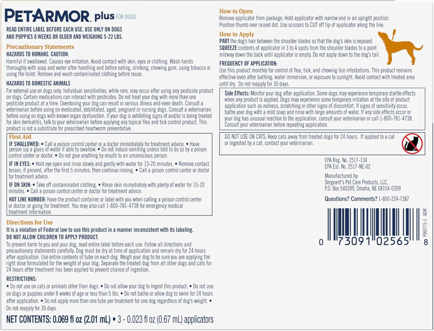 PetArmor Plus Flea and Tick Prevention for Dogs, Small Dog Flea and Tick Treatment, 6 Doses, Waterproof Topical, Fast Acting (5-22 lbs)