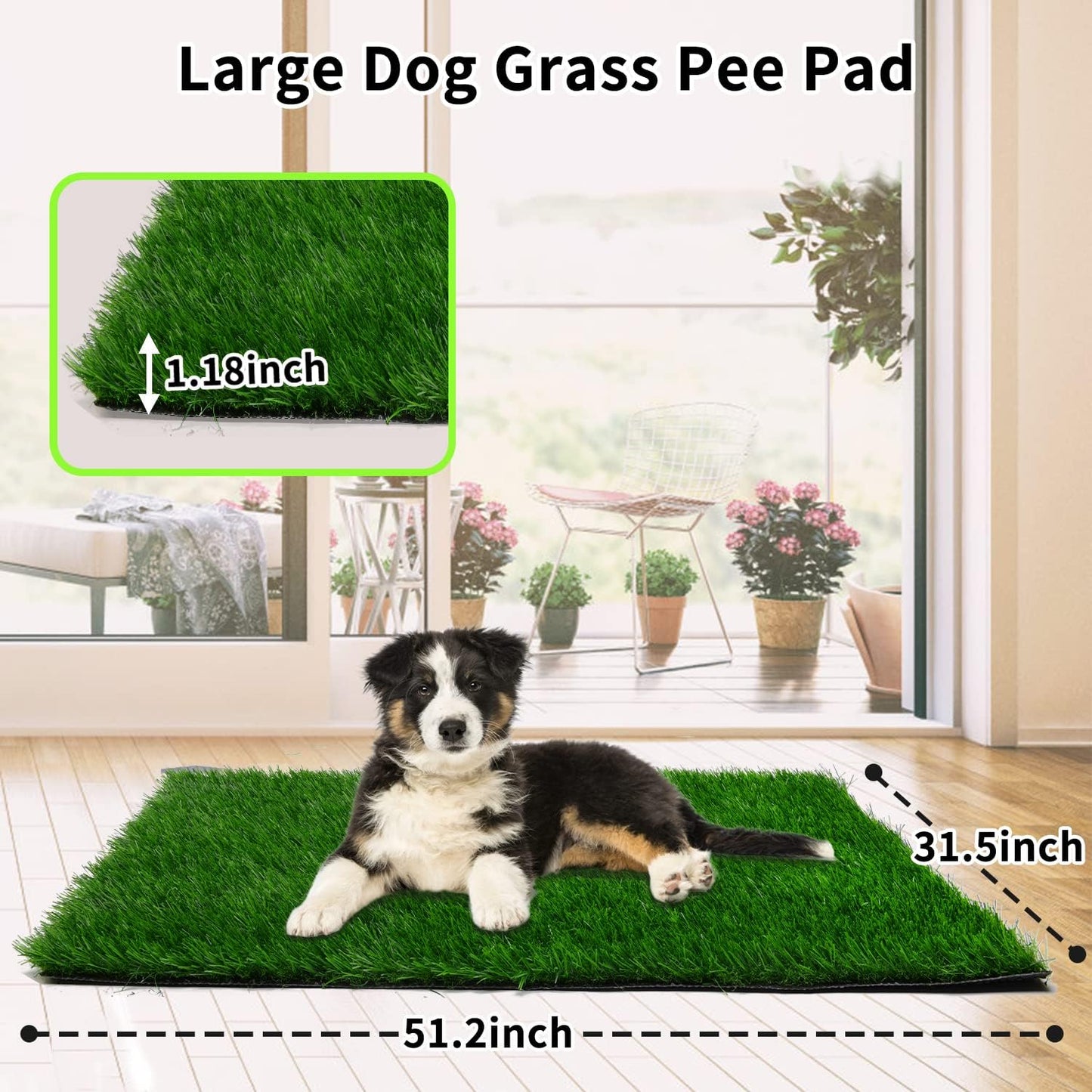 Grass Pad for Dogs 51.2 x 31.5 inches - Strong Absorbency Soft Artificial Grass for Pets