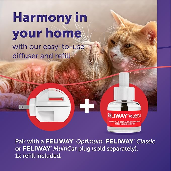 FELIWAY® MultiCat 30 Day Cat Calming Refill for Pheromone Diffuser, 48ml - 1x 30 Day