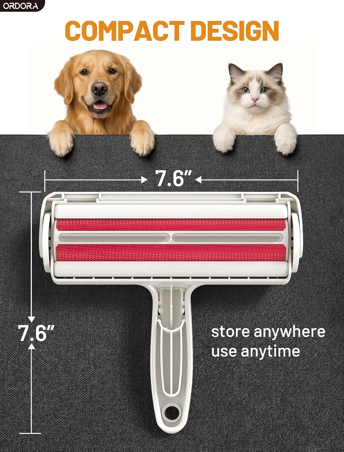 ORDORA Pet Hair Removal Tool: Reusable Lint Roller for Pet Hair