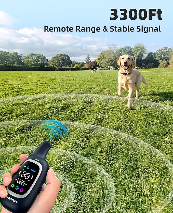 2-in-1 Dog Shock Collar and Bark Collar for Dogs – 3300FT Dog Training Collar with Remote