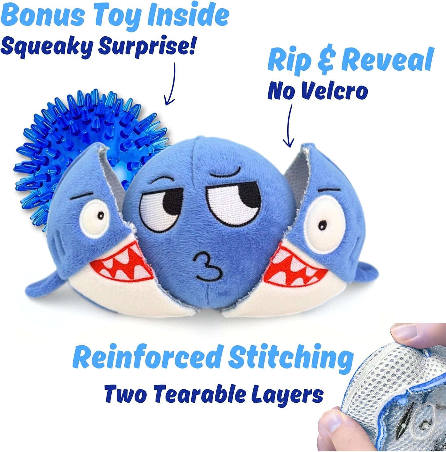 3 in 1 Squeaky Soft Plush Durable Dog Chew Toy for Aggressive Chewers