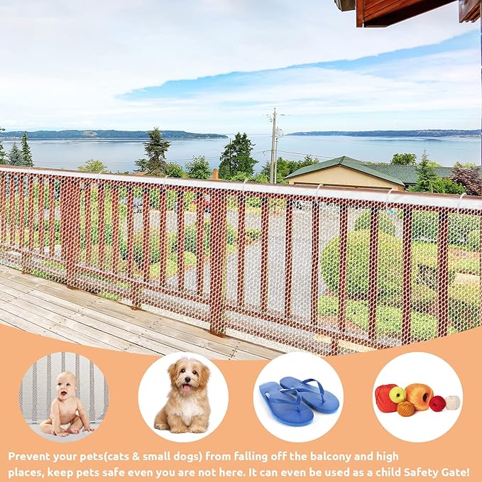 Shappy Balcony Net for Pets 16.5 ft x 2.5 ft Anti Fall Cat Dogs Netting Balcony (White)