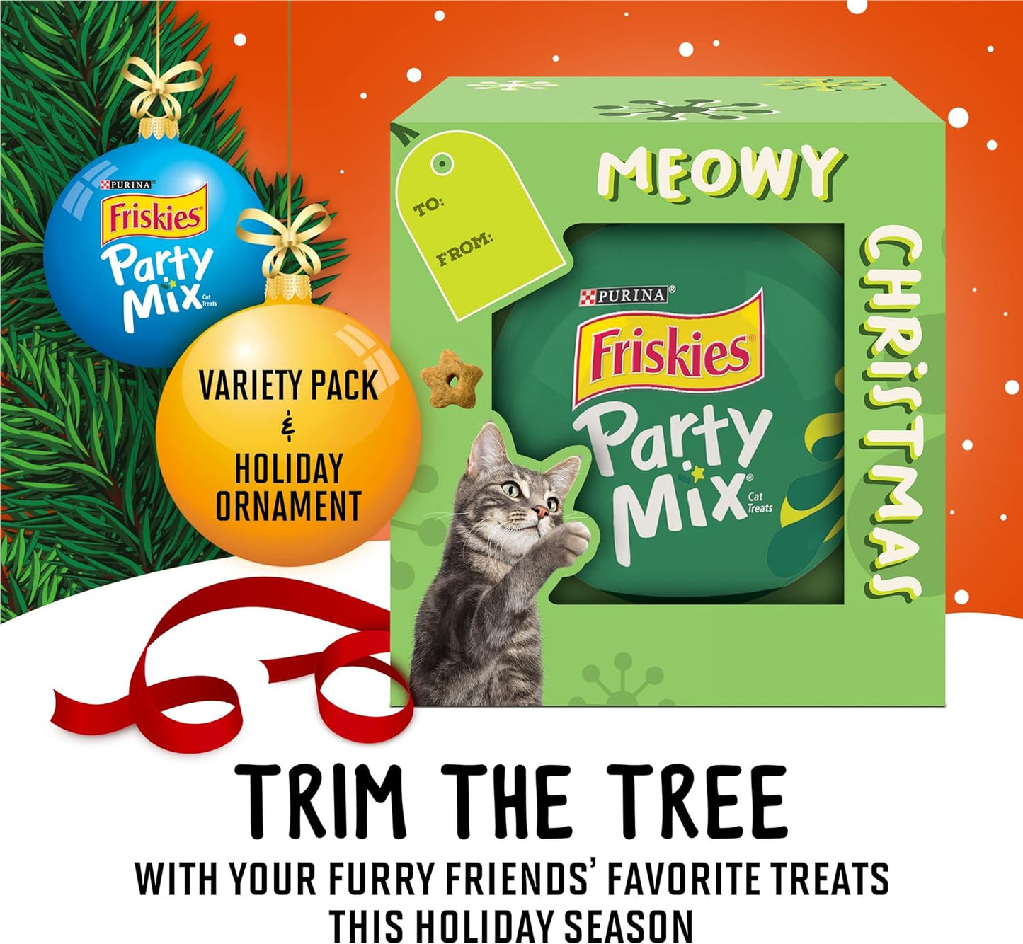 Purina Friskies Made in USA Facilities Cat Treats, Party Mix Original Crunch Holiday - 20 oz. Pouch