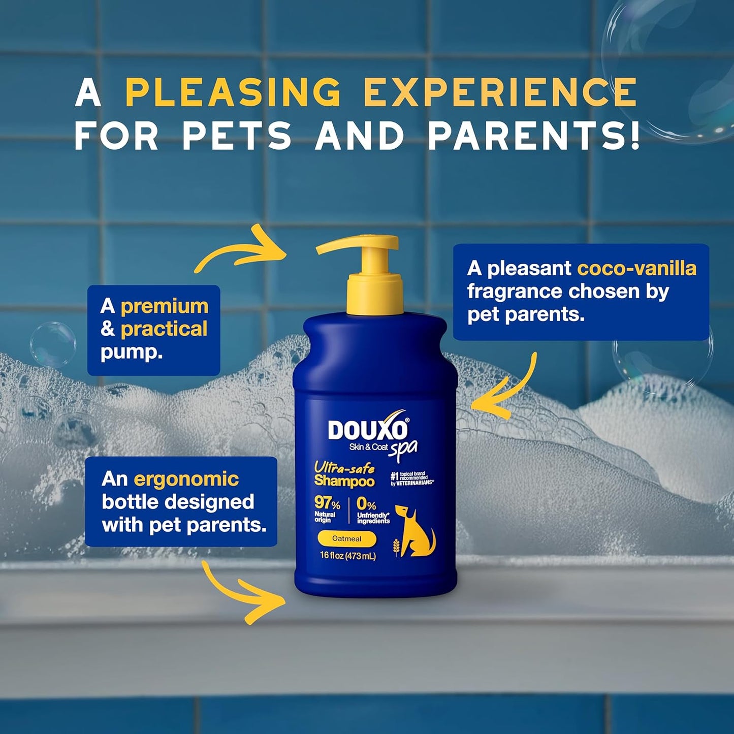 DOUXO® Skin & Coat SPA - Ultra-Safe Oatmeal Dog Shampoo, 16 fl oz