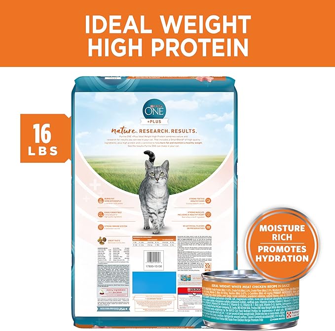 Purina ONE Natural, Weight Control Dry Cat Food & Wet Cat Food, Ideal Weight Bundle Pack