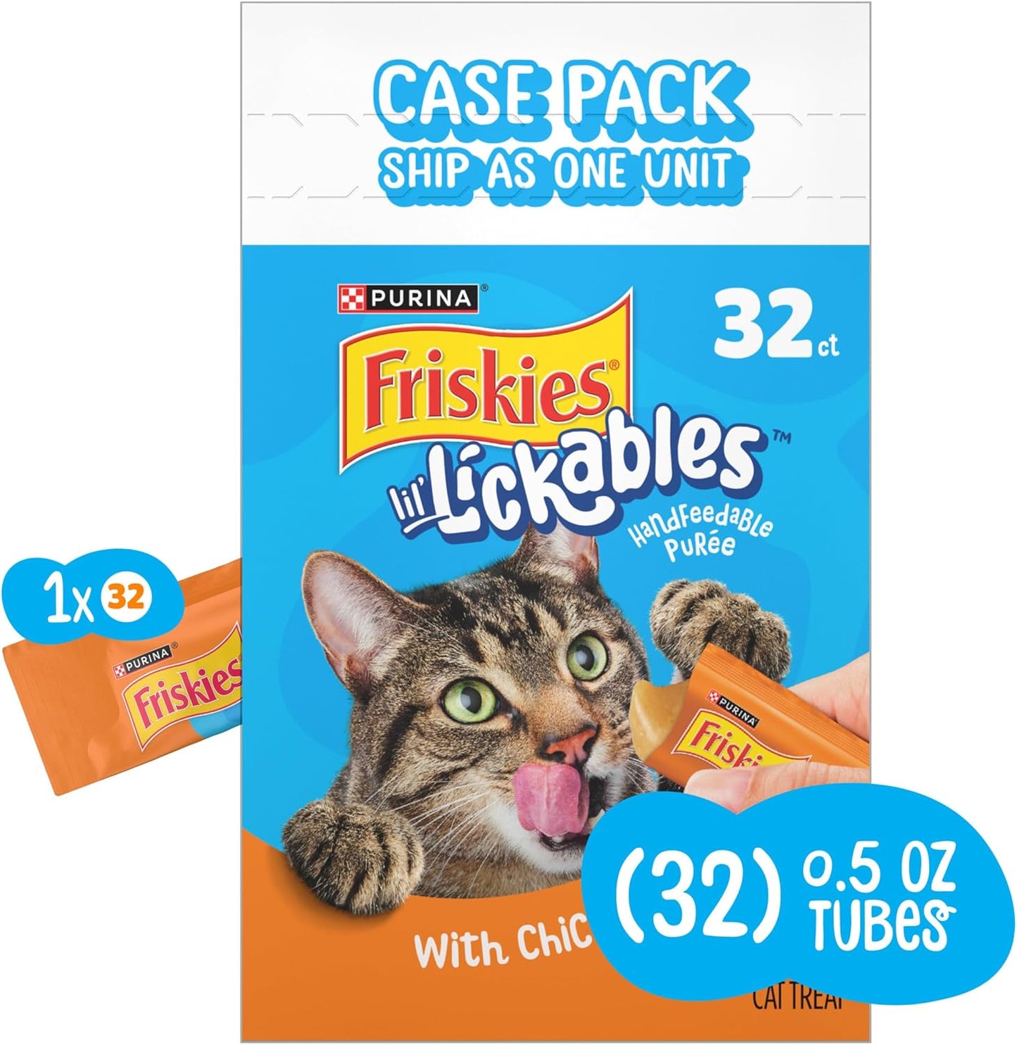 Purina Friskies Lil’ Lickables with Chicken Lickable Cat Treats - 16 oz (Pack of 32)