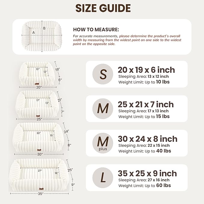 Washable Dog Bed for Small Medium Dogs (25x21x7inchs)