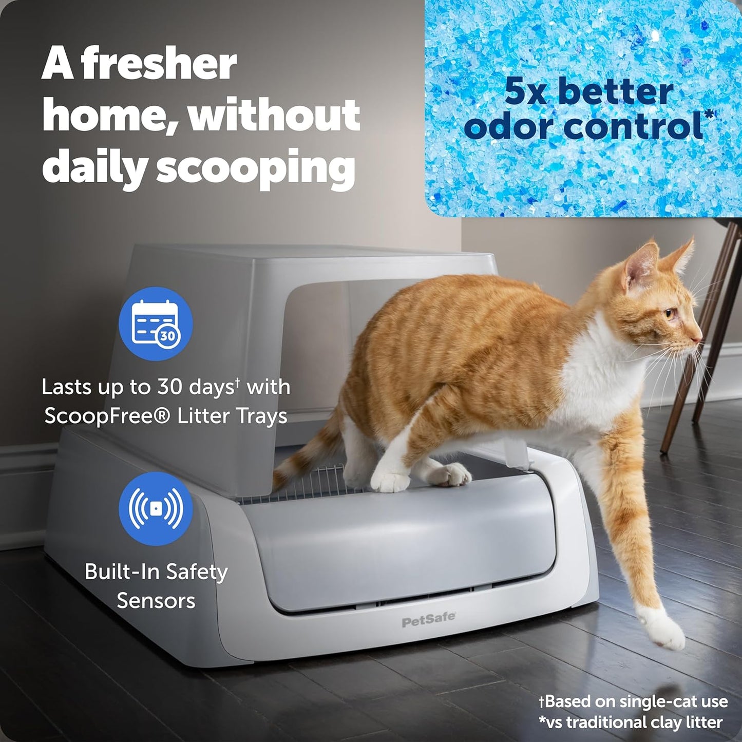 PetSafe Legacy ScoopFree Crystal Pro Self-Cleaning Automatic Cat Litter Box - Front-Entry Motion-Sensing Cat Box with Integrated Health Counter