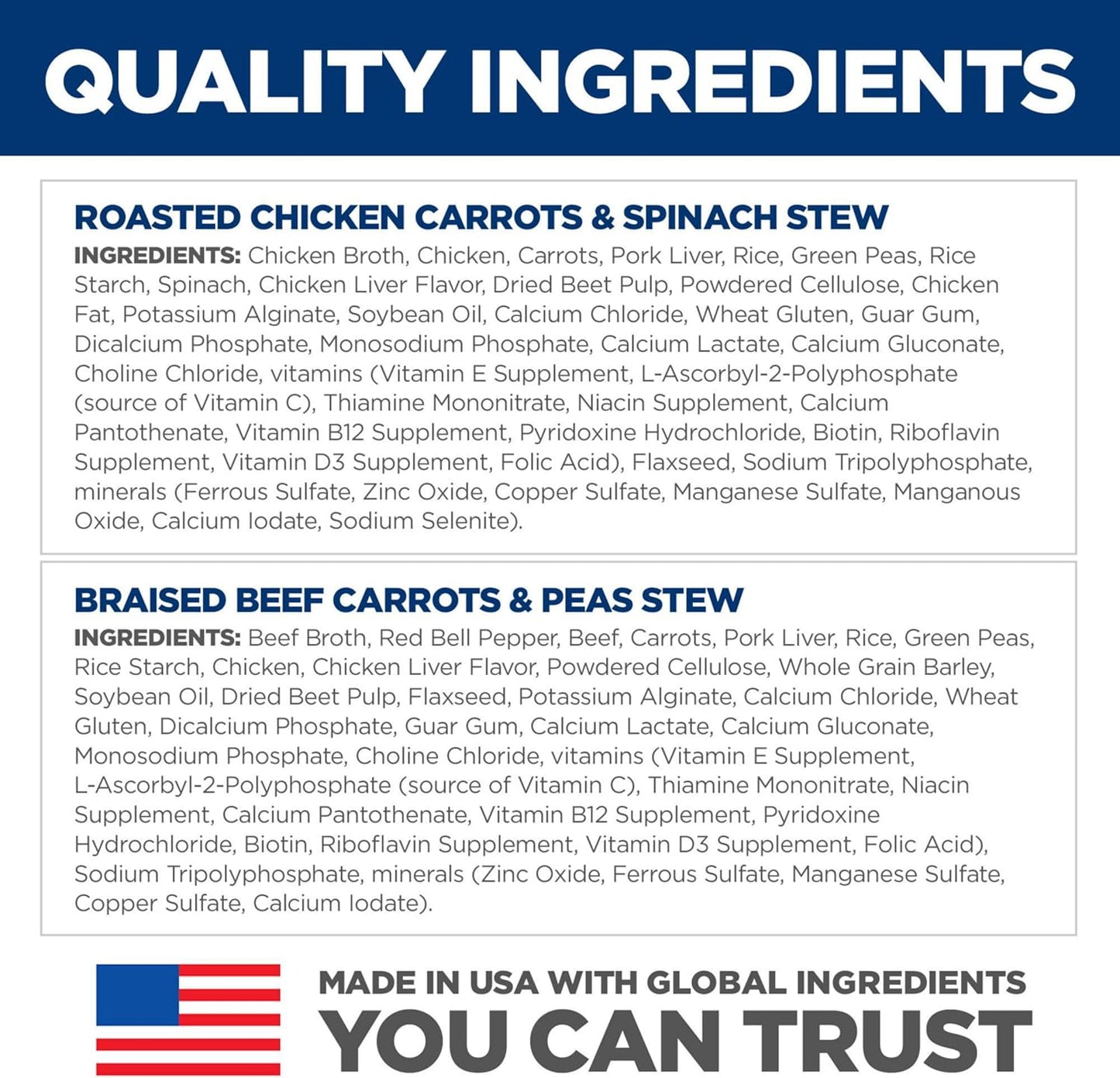 Hill's Science Diet Healthy Cuisine, Adult 1-6, Great Taste, Wet Dog Food, Variety Pack: Roasted Chicken, Carrots & Spinach; Braised Beef , Carrots & Peas Stew, 12.5 oz Can Variety Pack, Case of 12