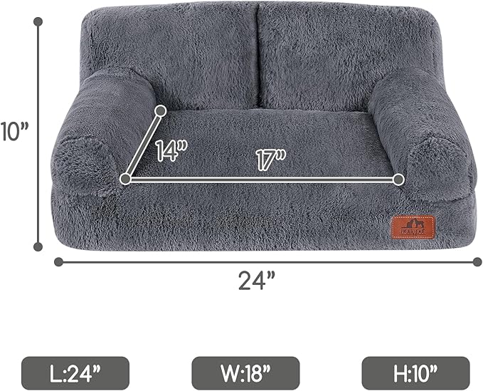 Hollypet Fluffy Dog Cat Bed, Gray, 24" L x 18" W x 10" Th