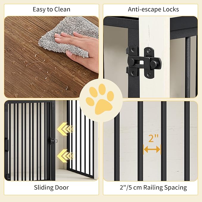 Dog Crate Furniture with Barn Door, Heavy Duty Dog Kennel Indoor with 2 Doors