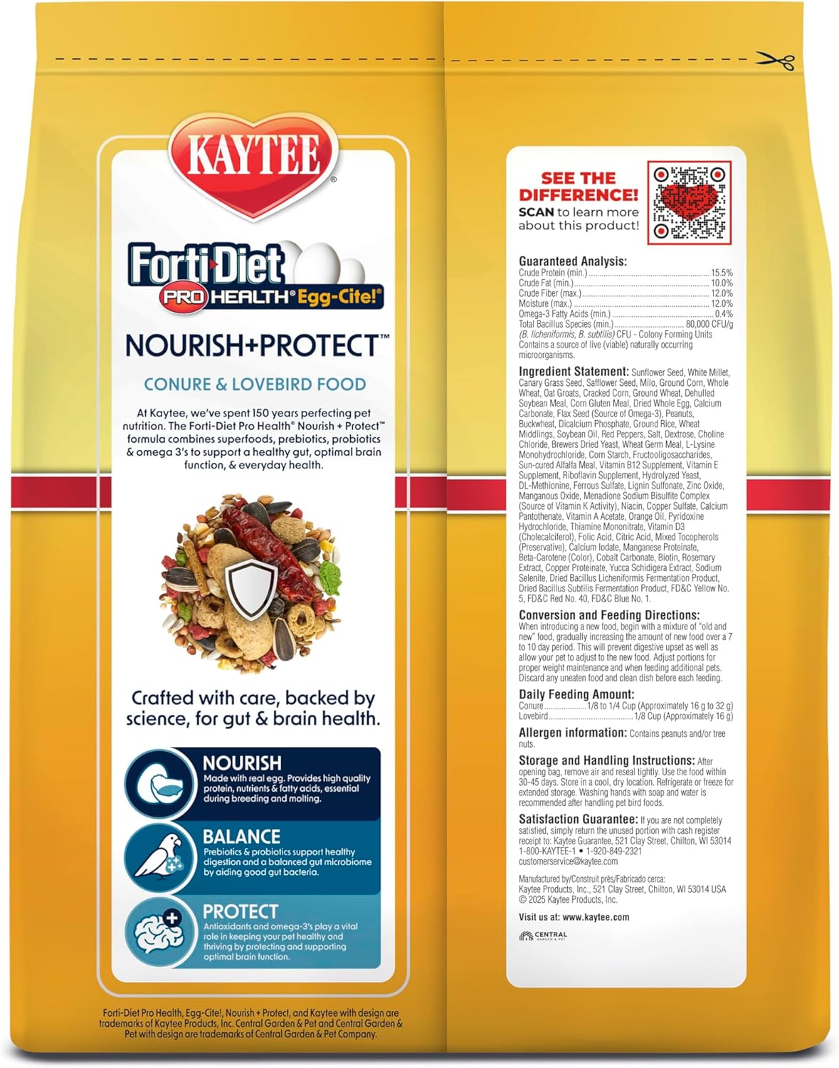 Kaytee Forti-Diet Pro Health Egg-Cite Pet Conure & Lovebird Food, 3 Pound