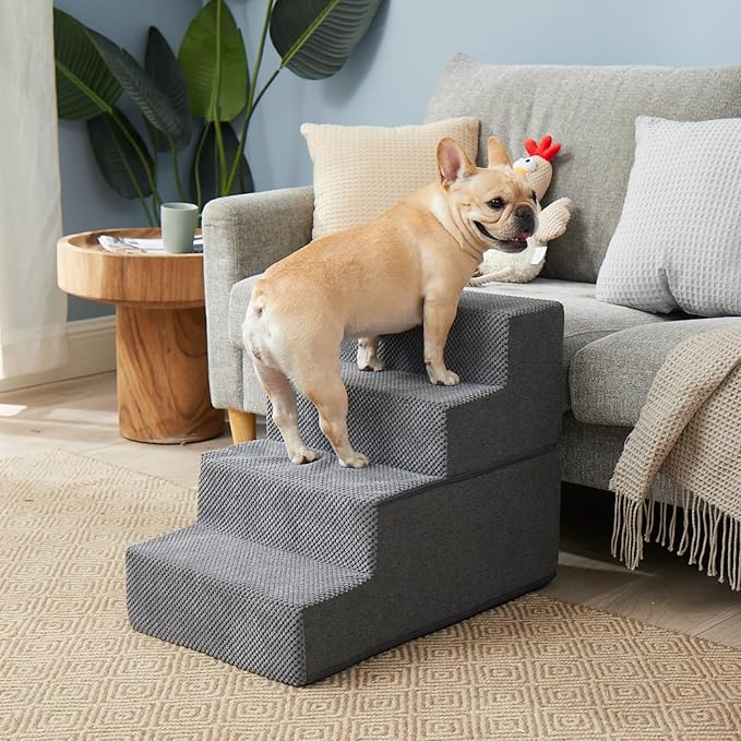 EHEYCIGA Dog Stairs for Bed 18" H, 4-Step Dog Steps for High Bed
