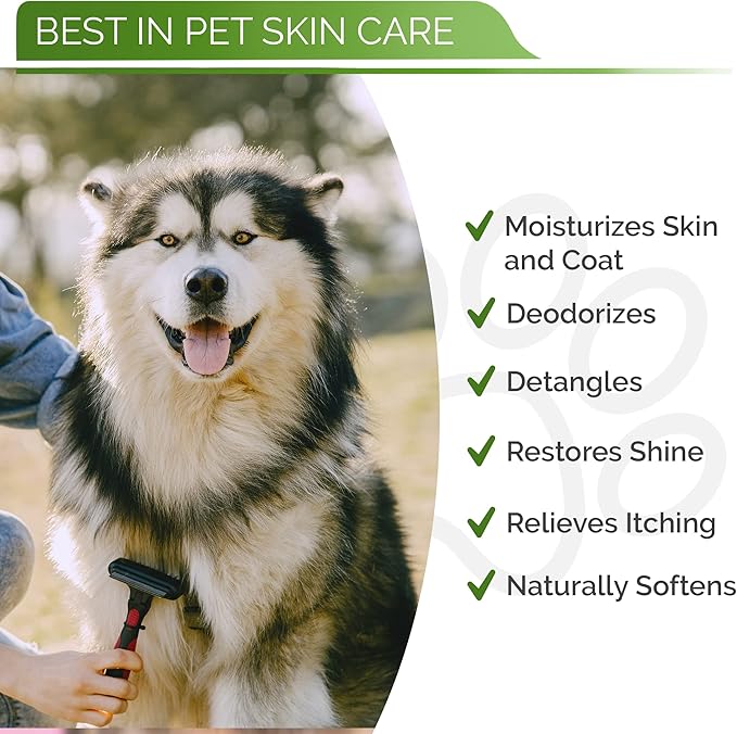 Hypoallergenic Dog Coat Conditioner- Detangles & Softens Fur, Calms Itching & Dryness
