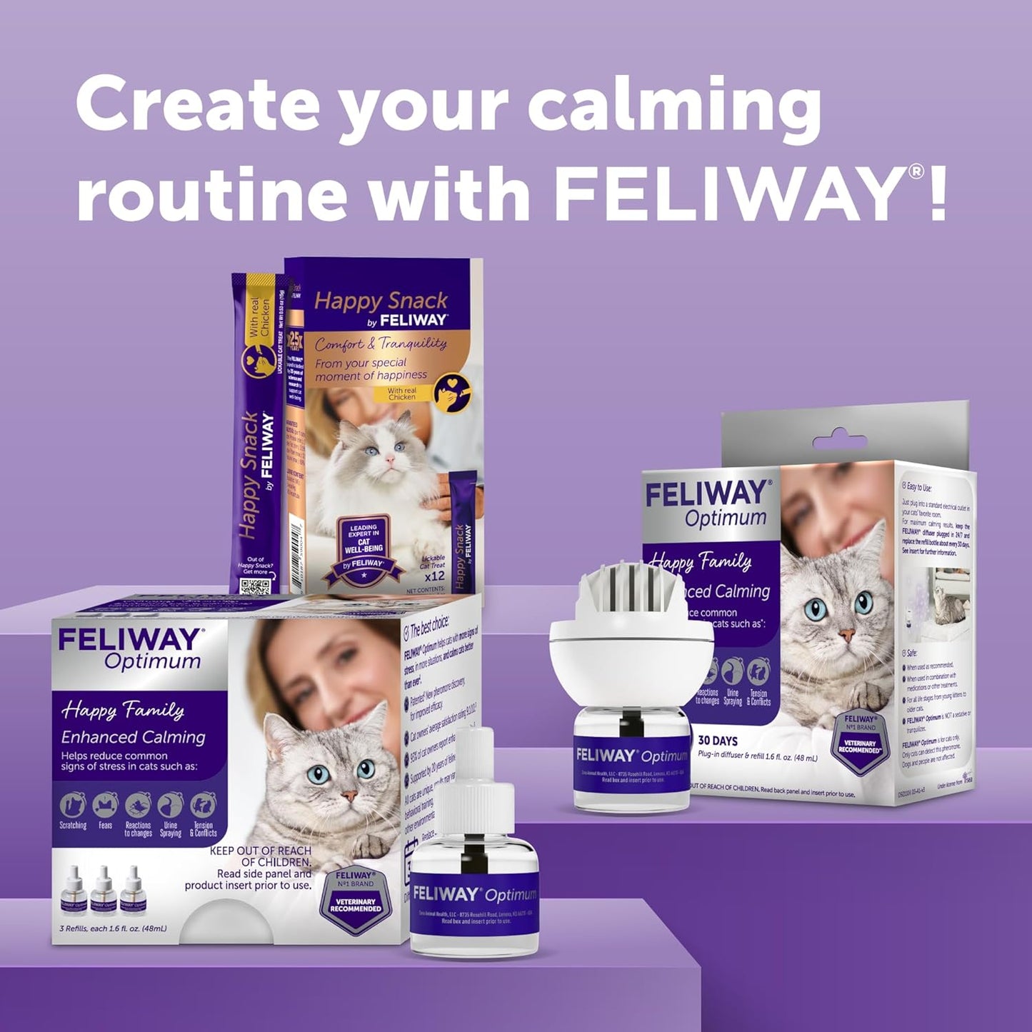 FELIWAY Optimum 6 x 30 Day Cat Calming Refills for Pheromone Diffuser, 6 x 48ml Value Pack