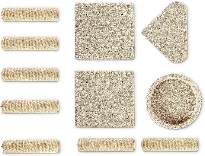 Basics Cat Tree Tower - Multi-Level Climbing Activity Center for Indoor Cats & Kittens with Scratching Posts, Platform, Jute Rope, Large (45.9"H), Beige