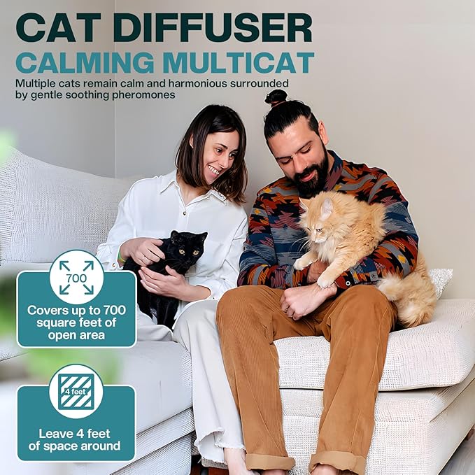 Cat Calming Pheromones Diffuser: 6-in-1 Kit Cat Appeasing Pheromone Diffuser to Calm (2 Plugin+4x48ml Refills) for Comfort Reduces Stress Anxiety, Long-Lasting Appeasing Pheromone for Pet Cat (6in1)