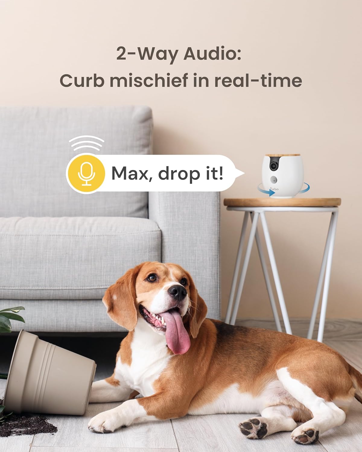 Furbo Mini 360° [New] 2K QHD Pet Camera: Dog & Cat Rotating Treat Dispenser w/Phone App, Smart Indoor Cam with 2-Way Speaker & Night Vision. No Subscription