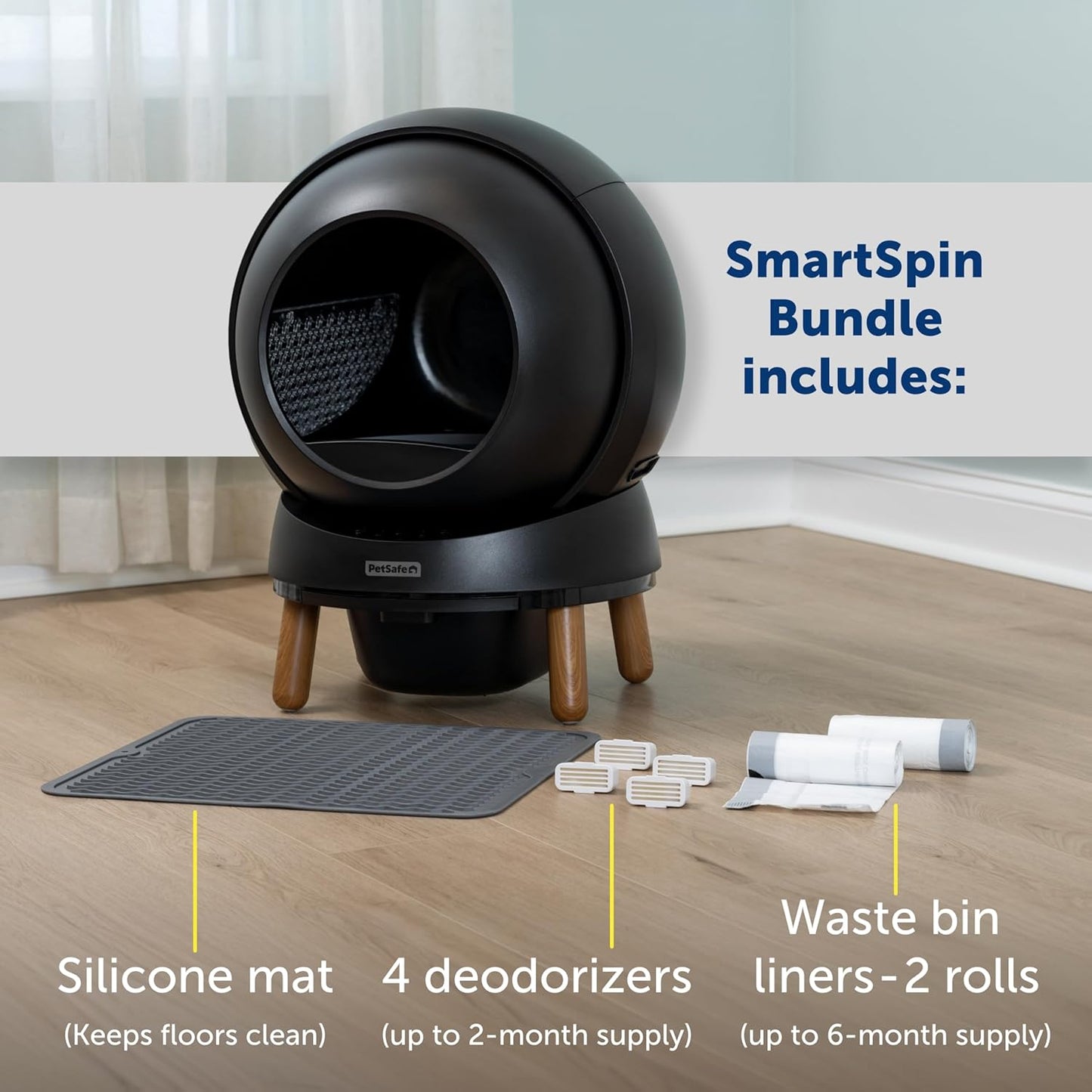 PetSafe ScoopFree SmartSpin Self-Cleaning Litter Box Bundle - Smart Cat Litter Box - Automatic Waste Collection