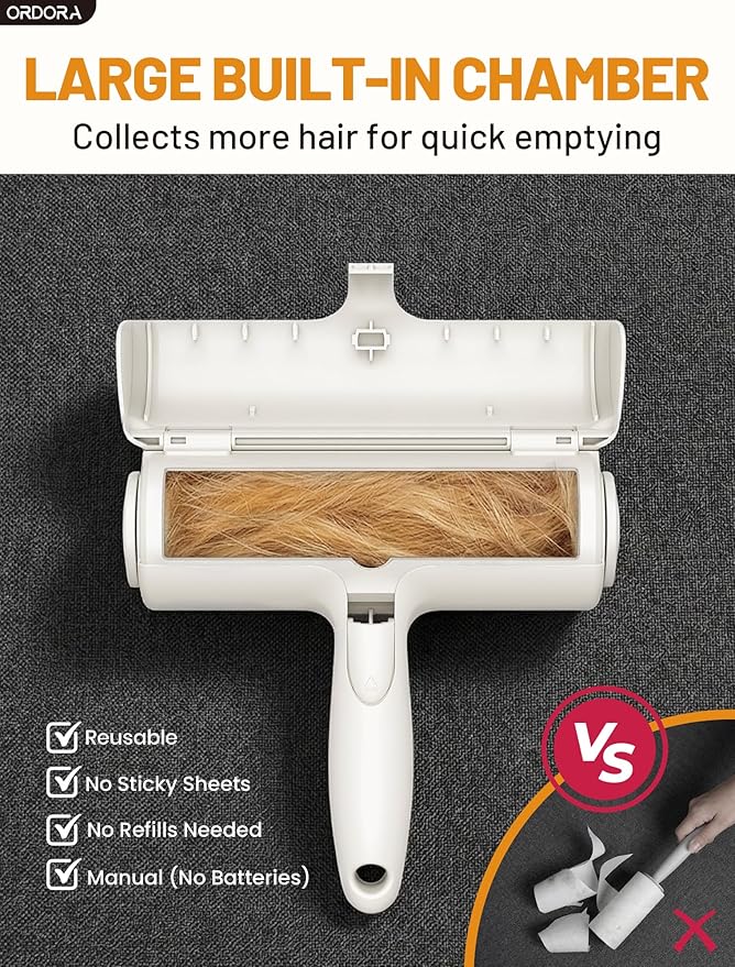 ORDORA Pet Hair Removal Tool: Reusable Lint Roller for Pet Hair