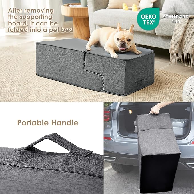 EHEYCIGA Dog Stairs for Bed 18" H, 4-Step Dog Steps for High Bed