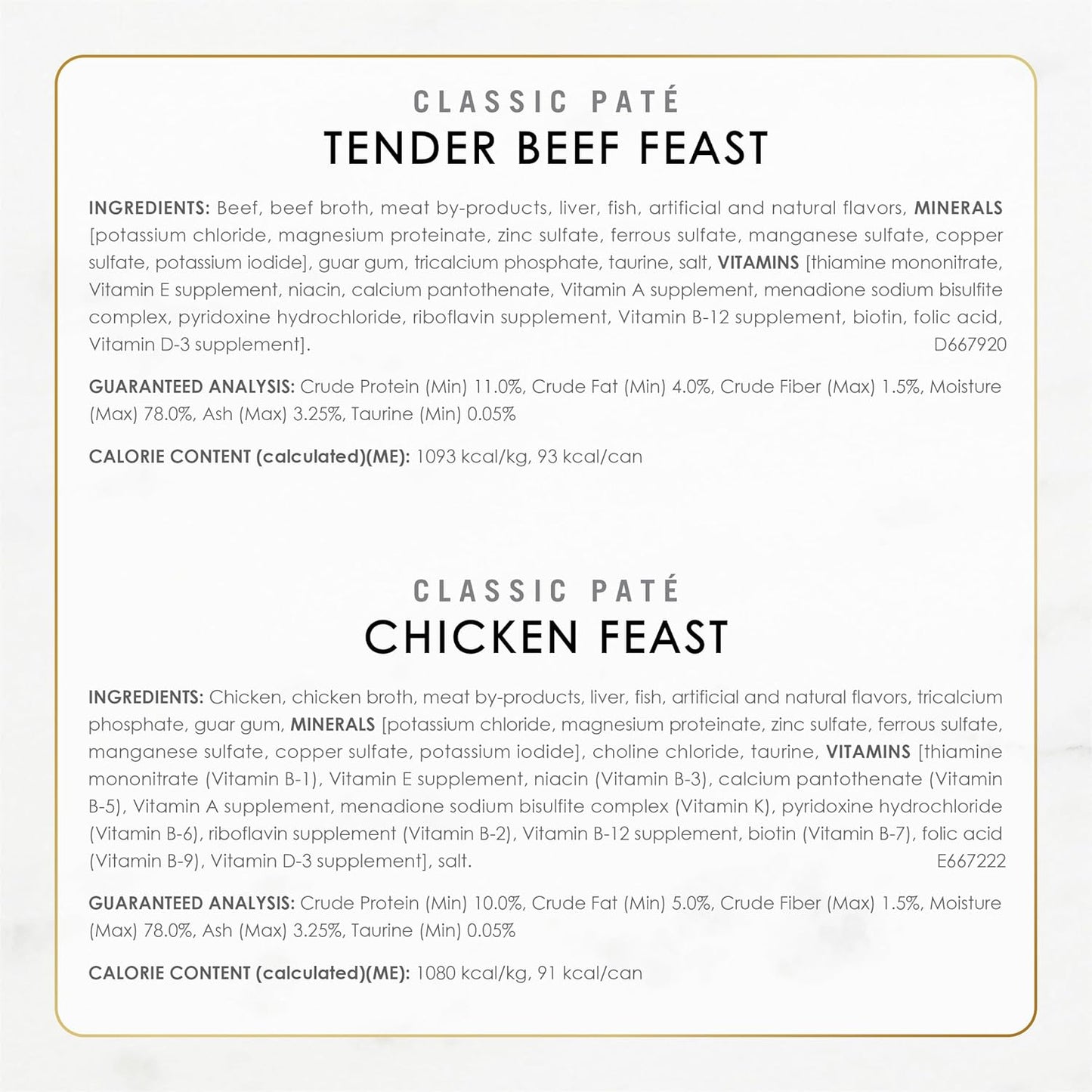 Purina Fancy Feast Chicken and Beef Classic Pate Collection Grain Free Wet Cat Food Variety Pack - (Pack of 24) 3 Oz. Pull-Top Cans