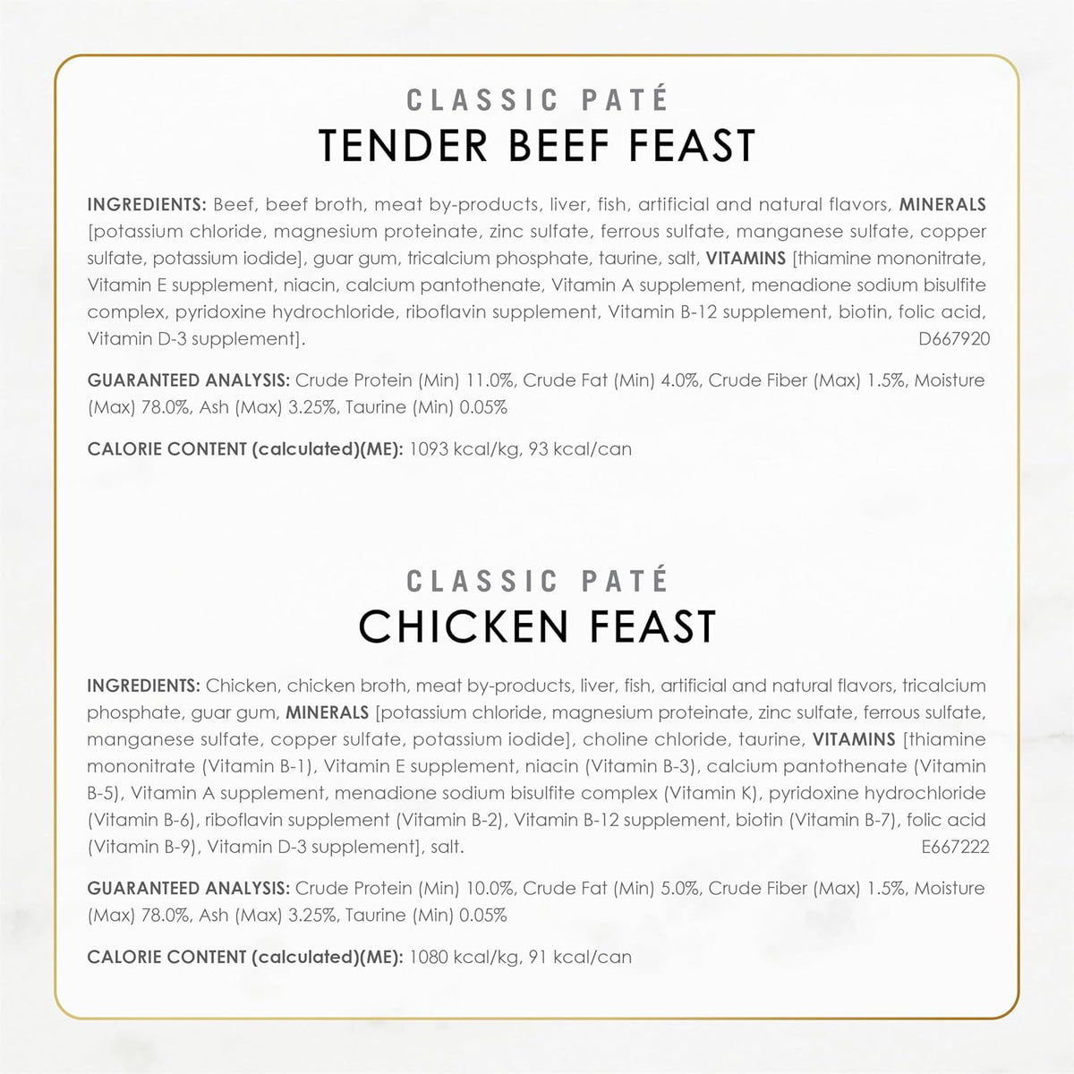 Purina Fancy Feast Chicken and Beef Classic Pate Collection Grain Free Wet Cat Food Variety Pack - (Pack of 24) 3 Oz. Pull-Top Cans