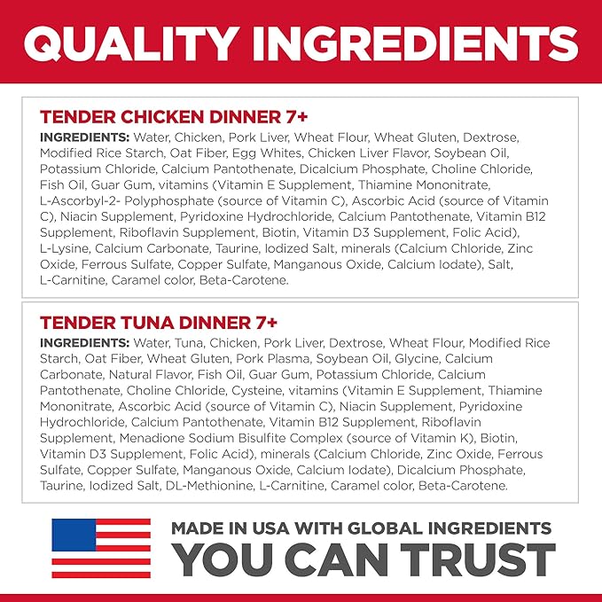 Hill's Science Diet Adult 7+ Wet Cat Food Variety Pack, Chicken & Tuna, 2.8 oz. Pouches, 12-Pack