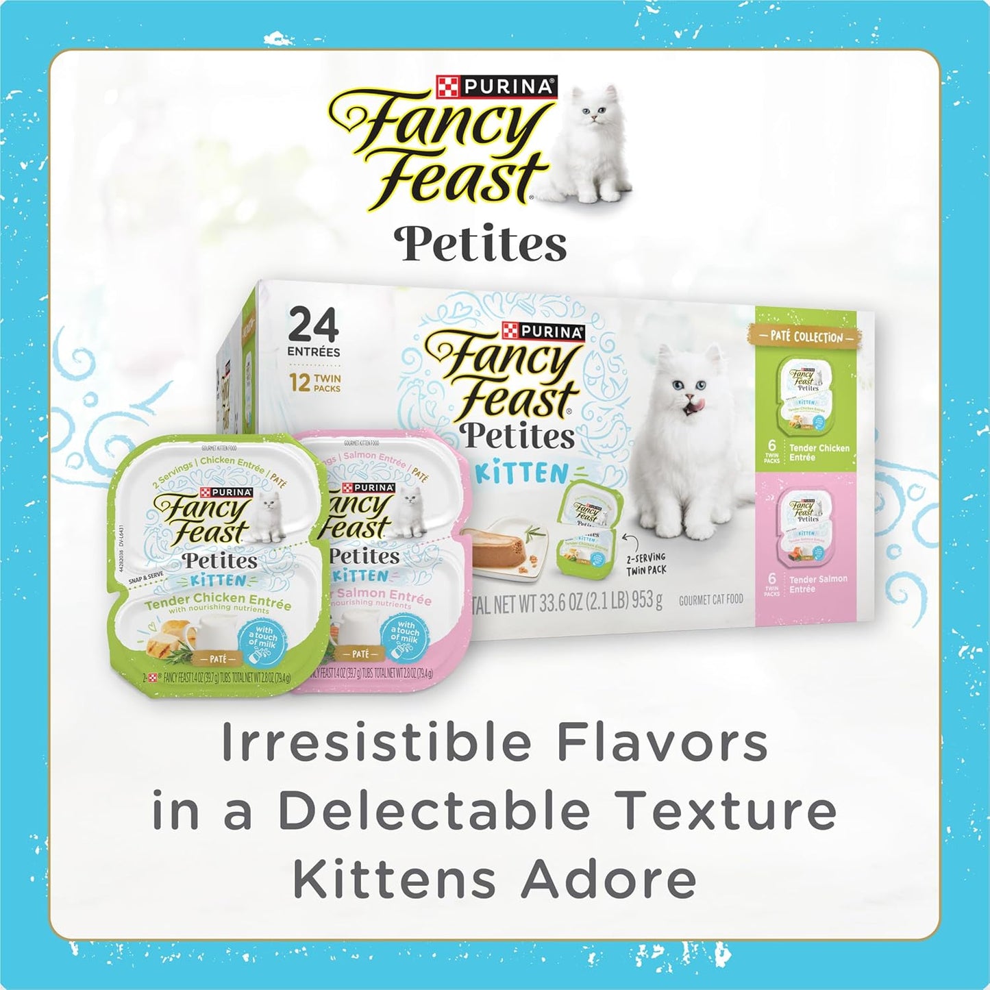 Purina Fancy Feast Petites Kitten Tender Pate Gourmet Wet Kitten Food Variety Pack - 12 ct. Tub