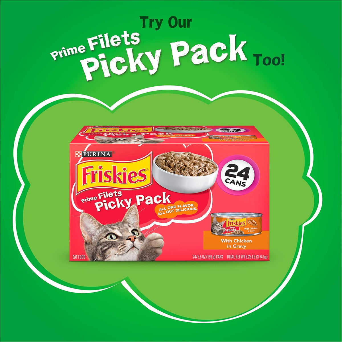 Purina Friskies Pate Wet Cat Food, Picky Pack Turkey & Giblets Dinner - (24) 5.5 oz. Cans
