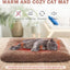 SCENEREAL Self Warming Cat Bed, Heated Cat Bed Mat for Cats Small Dogs, Brown 24" x 20"