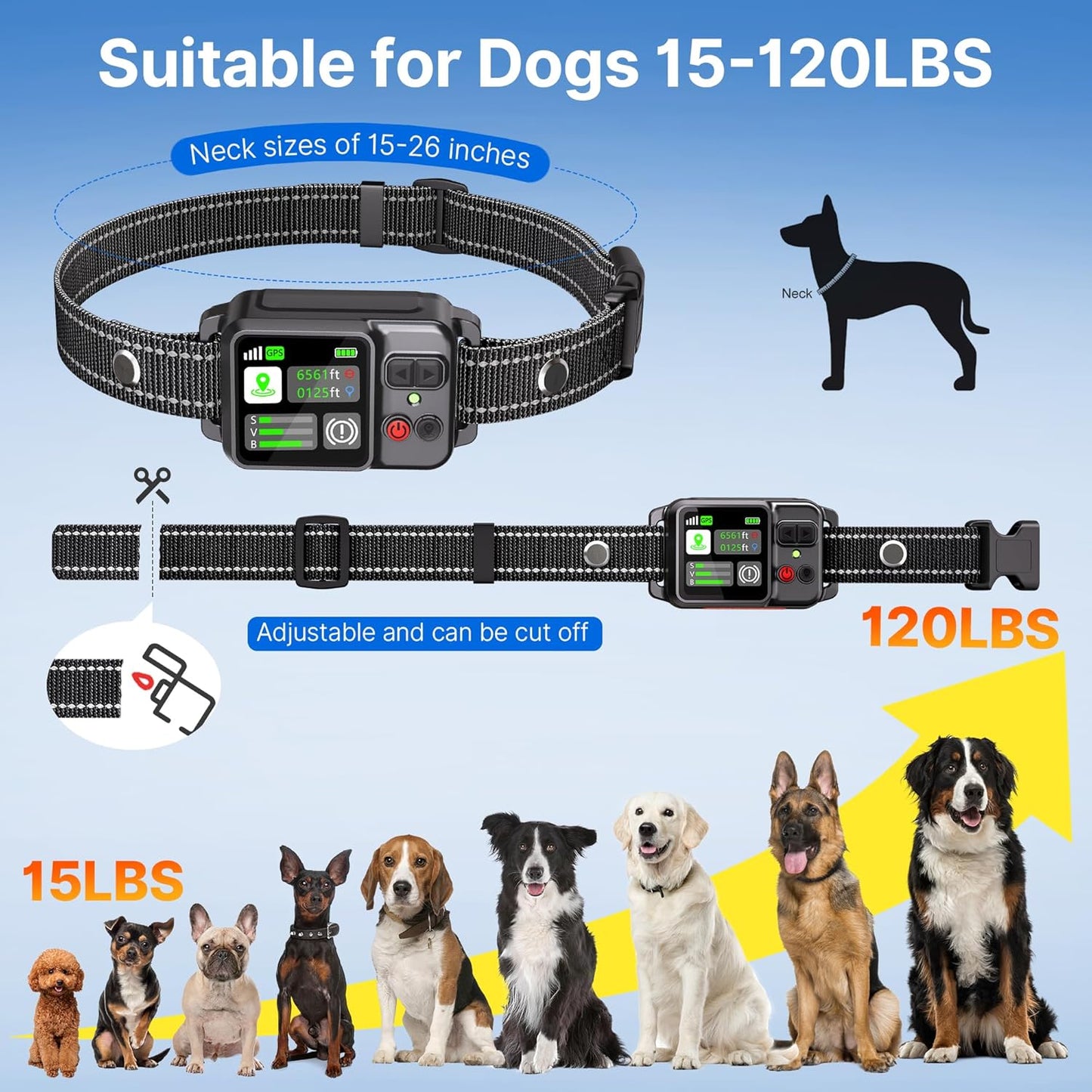 GPS Wireless Dog Fence, Invisible & Electric Fence for Dogs | Adjustable Boundary from 49 to 6561 ft | GPS Positioning, Protection Mode, 100% Waterproof | for Outdoor Use