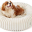 Bedsure ComfyFleece™ Donut Medium Dog Bed - Washable Faux Fur with Corduroy Fleece & Anti Slip Bottom, Round Pet Bed with Removable Cover, Cream, 30x30x8 inches