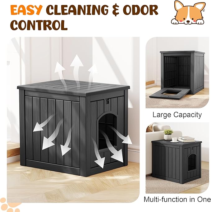 Fancyango Outdoor & Indoor Dog House (Classic Black, 22.8" L × 17.7" W × 21.7" H)