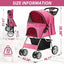 4 Wheels Pet Stroller for Small Medium Dogs Cats 10-33 lbs, Pink
