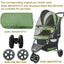 ROODO 3 Wheel Pet Stroller Best Lightweight Foldable Compact Portable Jogger All Terrain Travel Pet Gear Puppy Kitty Stroller for up to 30lbs Medium Small Dogs and Cats(Green)