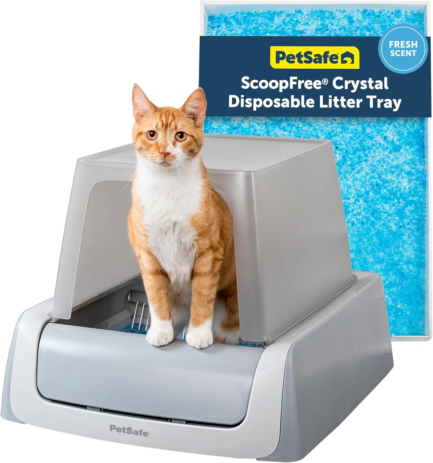 PetSafe Legacy ScoopFree Crystal Pro Self-Cleaning Automatic Cat Litter Box - Front-Entry Motion-Sensing Cat Box with Integrated Health Counter