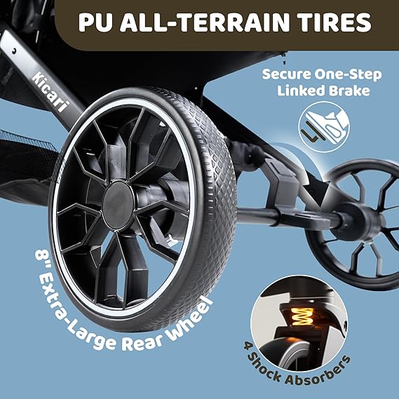 All-Terrain Dog Stroller for Small to Medium Dogs, Waterproof Canopy & Breathable Mesh, Midnight Blue