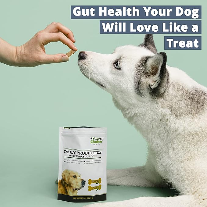 Paw Choice Probiotics for Dogs with Prebiotics - Daily Chews for Gut Health