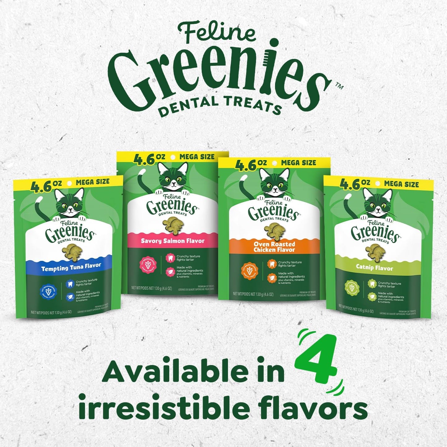 Greenies Cat Treats, Feline Veterinarian-Recommended Adult Natural Dental Cat Treats, Oven Roasted Chicken Flavor, 4.6 oz. Pouch