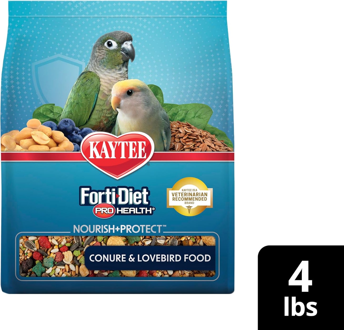 Kaytee Forti-Diet Pro Health Nourish+Protect Conure & Lovebird Food, 4 pounds