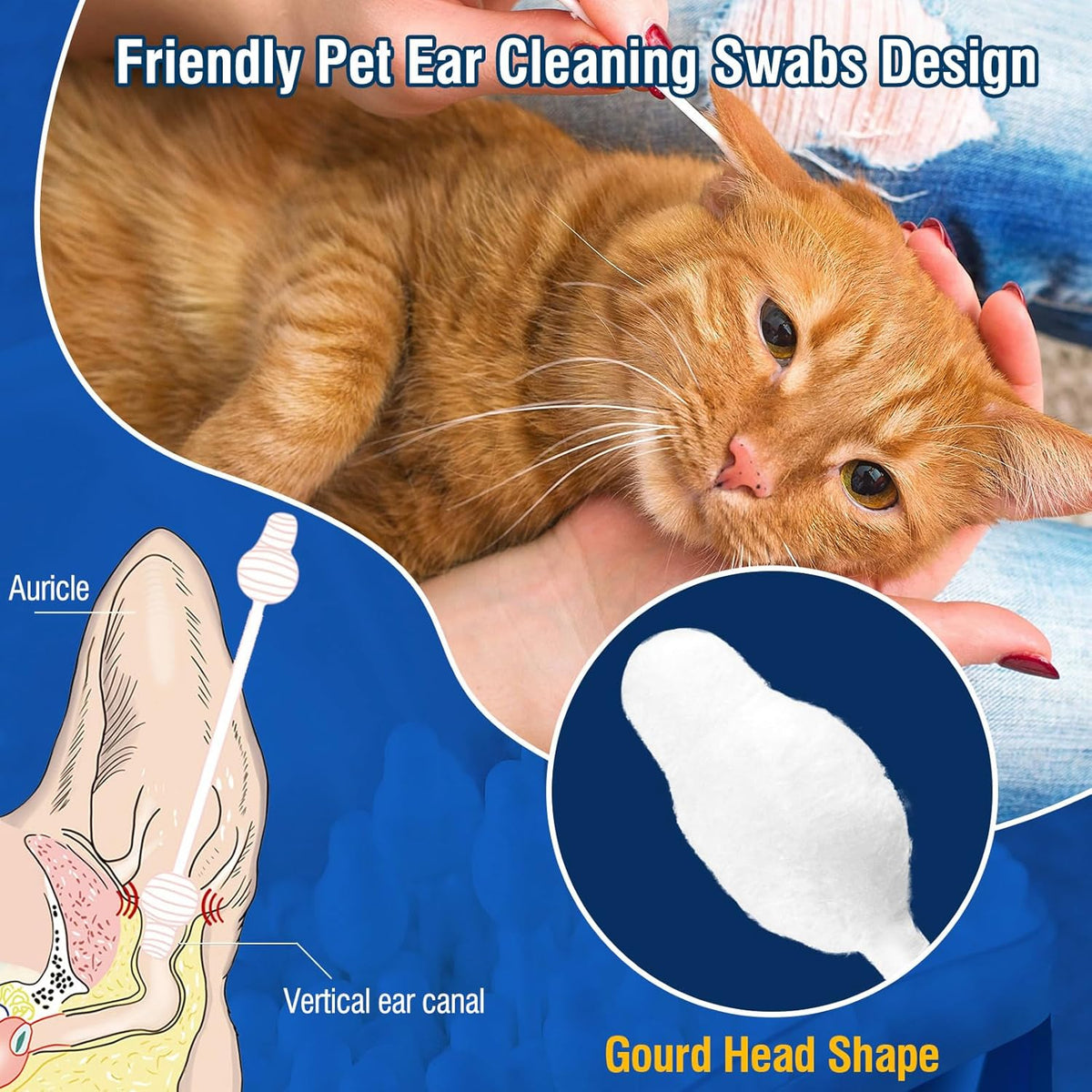110 Pcs Cat Cotton Swabs Ear Cleaning Double for dog and cat