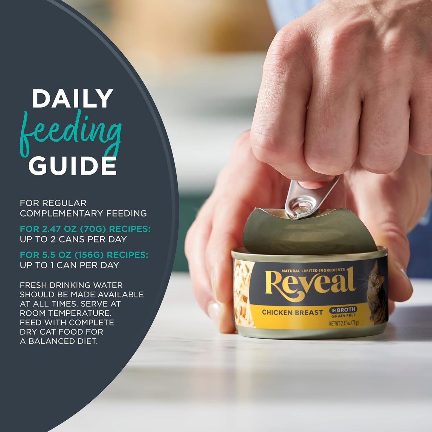 Reveal Natural Wet Kitten Food, Limited and Natural Ingredients, Grain Free, High Protein with No Artificial Additives, Tuna Fillet in Broth (12 x 2.47 oz Cans)