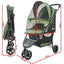 ROODO 3 Wheel Pet Stroller Best Lightweight Foldable Compact Portable Jogger All Terrain Travel Pet Gear Puppy Kitty Stroller for up to 30lbs Medium Small Dogs and Cats(Green)
