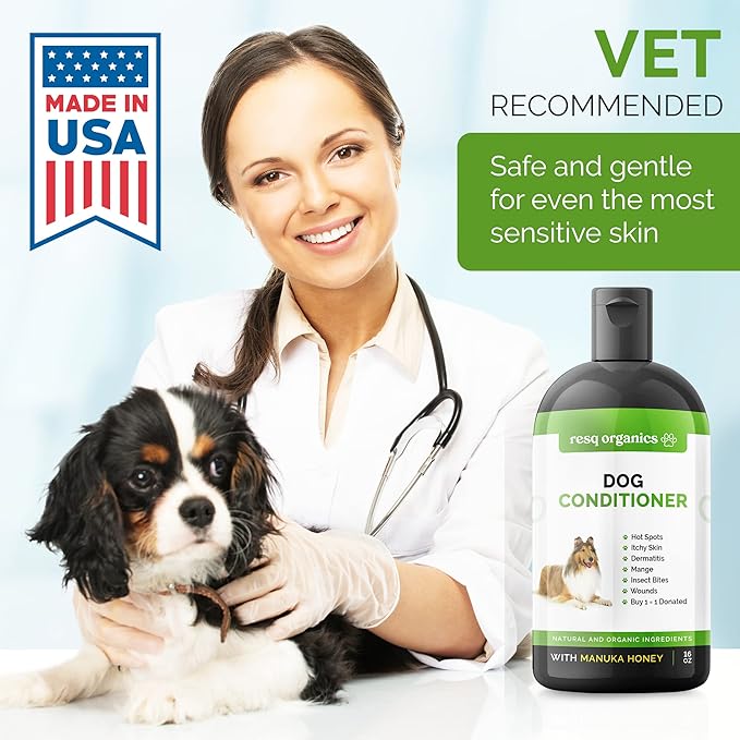 Hypoallergenic Dog Coat Conditioner- Detangles & Softens Fur, Calms Itching & Dryness