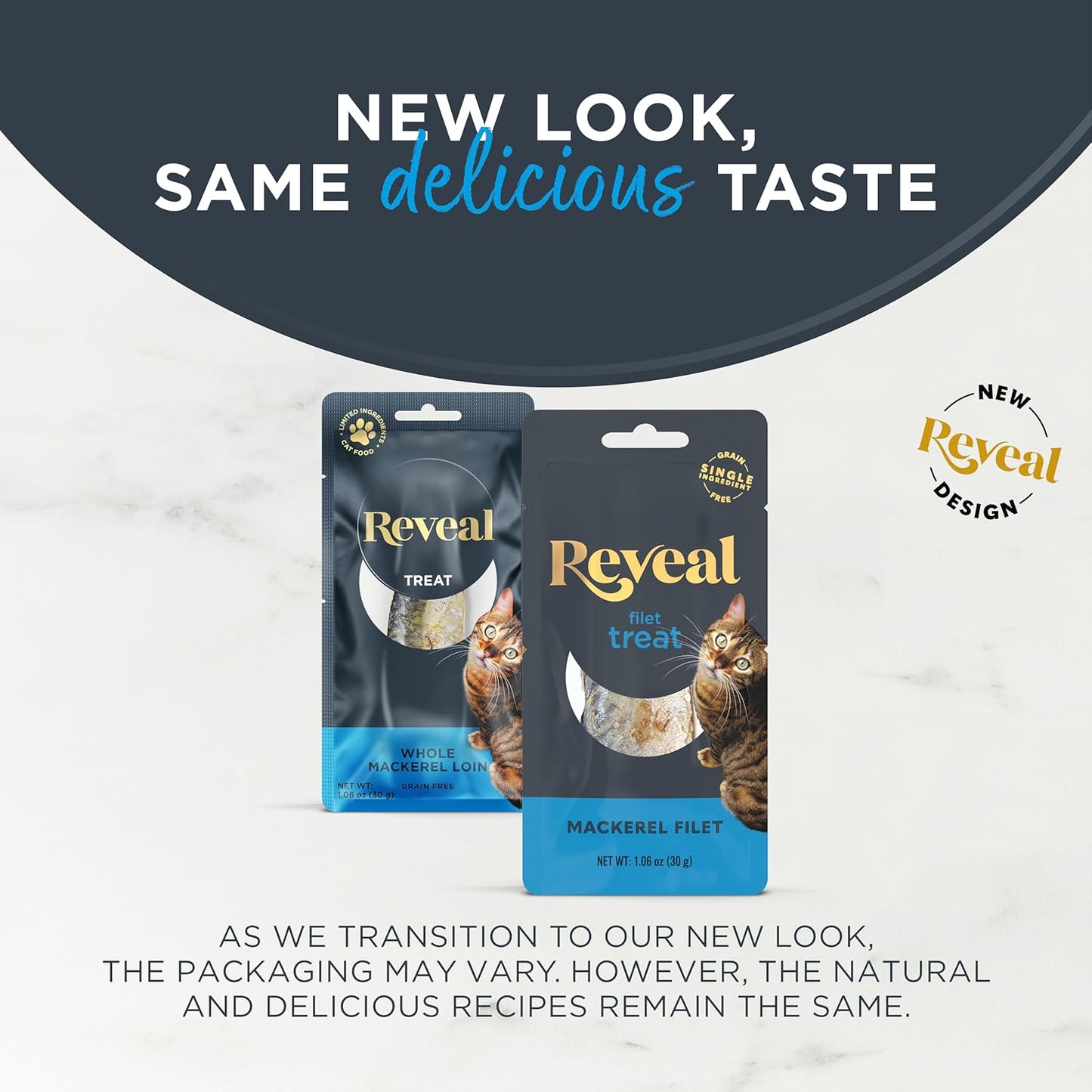Reveal Natural Whole Protein Fillet Cat Treats, Single Ingredient, Grain Free,Whole Mackerel Loin (12 x 1.06 oz Loin)