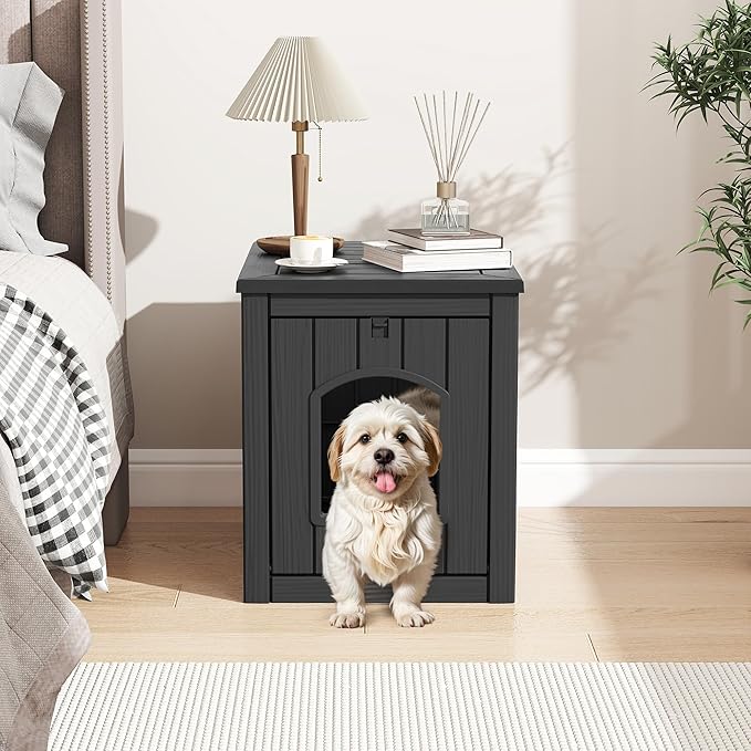 Fancyango Outdoor & Indoor Dog House (Classic Black, 22.8" L × 17.7" W × 21.7" H)