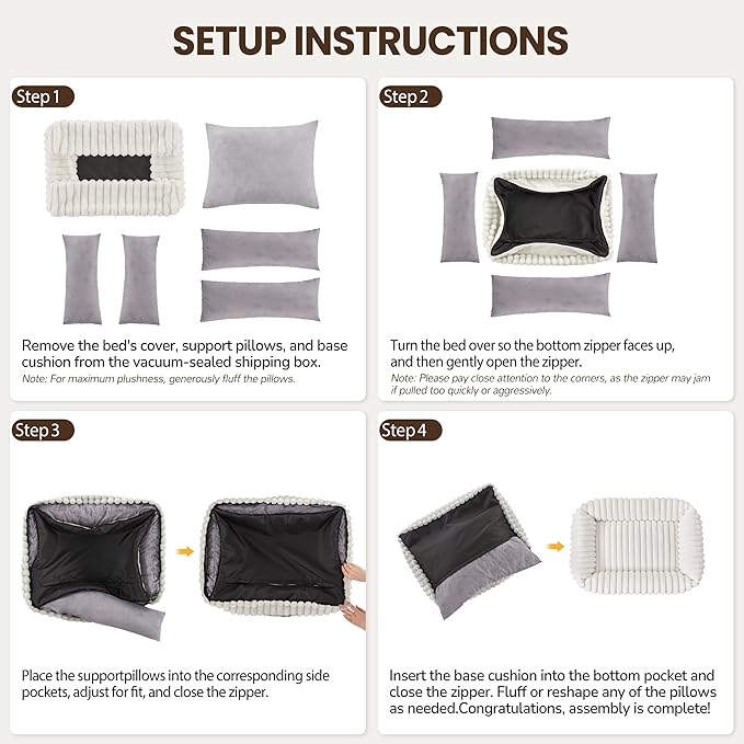 Washable Dog Bed for Small Medium Dogs (25x21x7inchs)