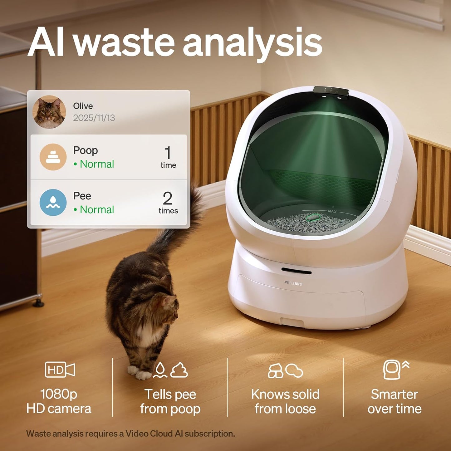PETLIBRO Automatic Litter Box with AI-Camera Waste Analysis, Auto Odor-Control Self Cleaning Cat Litter Box